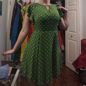 Green and White Polka Dot Dress